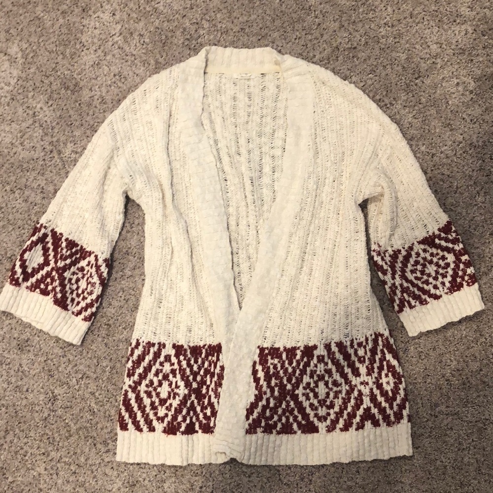 Forever 21 Cream and red cardigan
